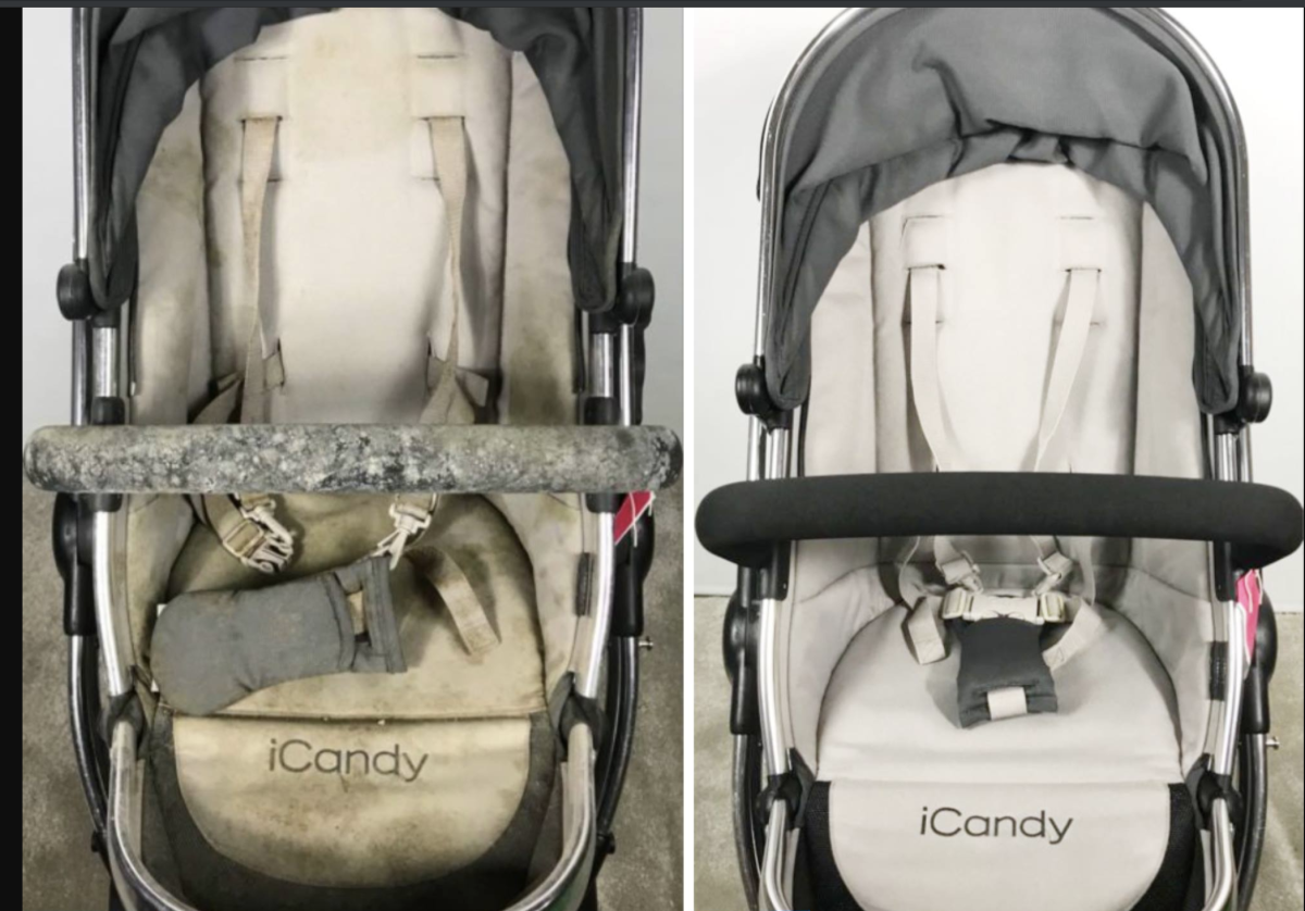 Pram cleaning before and after results