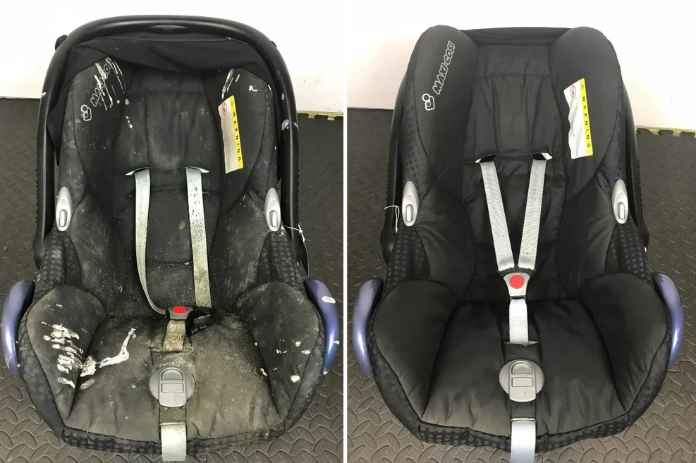 Car seat before and after cleaning